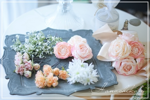 アーティフィシャルフラワーのウェディングヘッドアクセサリー