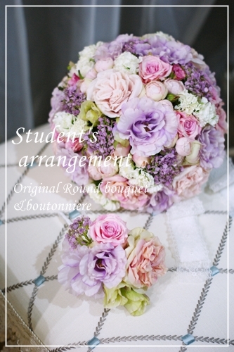 アーティフィシャルフラワーのラウンドブーケ&ブートニア