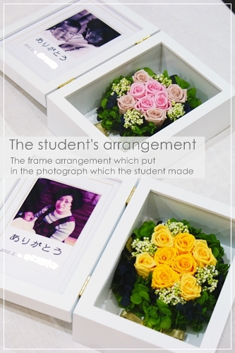 ご両親への贈呈品としてプリザーブドフラワーのフレームアレンジメント