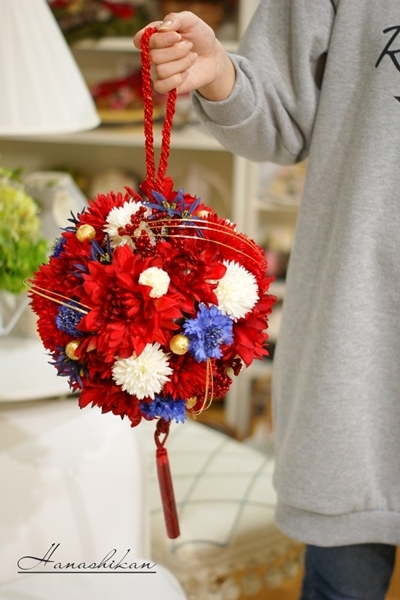 真っ赤な和装用ボールブーケ